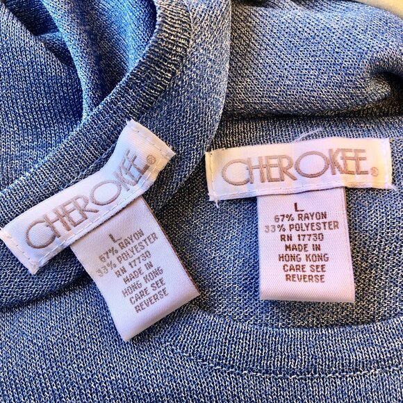 Cherokee Blue Cardigan Sweater & Tank Top Twin Set Vintage Hong Kong - Picture 11 of 14